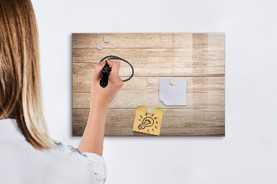 Uitwisbaar glazen planbord met magnetische functie Houten textuur