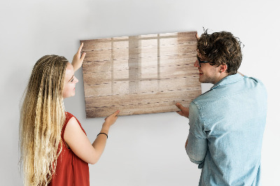 Uitwisbaar glazen planbord met magnetische functie Houten textuur