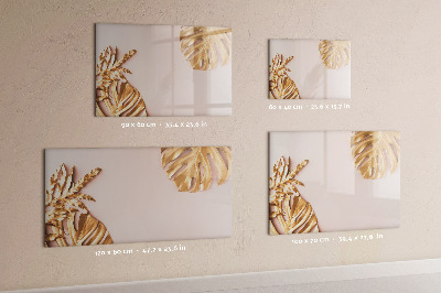 Beschrijfbaar magneetbord van glas met design Gouden tropische bladeren