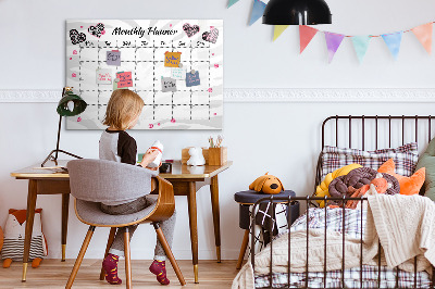 Magnetisch planbord voor de muur van bedrukt glas Maandelijkse modeplanner