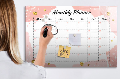 Uitwisbaar glazen planbord met magnetische functie Maandplanner