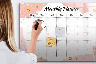 Uitwisbaar glazen planbord met magnetische functie Maandplanner