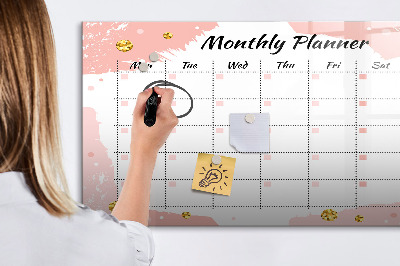 Uitwisbaar glazen planbord met magnetische functie Maandplanner