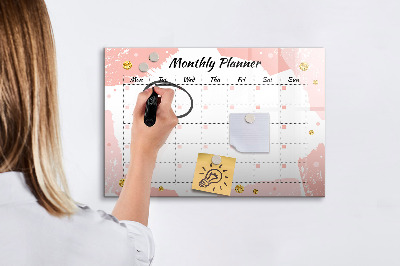 Uitwisbaar glazen planbord met magnetische functie Maandplanner