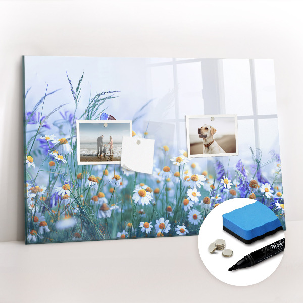 Uitwisbaar glazen planbord met magnetische functie Vlinder in de weide