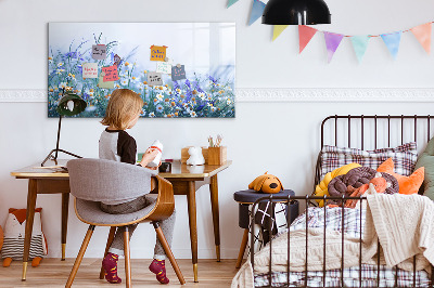 Uitwisbaar glazen planbord met magnetische functie Vlinder in de weide