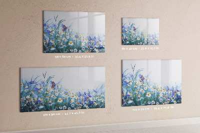 Uitwisbaar glazen planbord met magnetische functie Vlinder in de weide