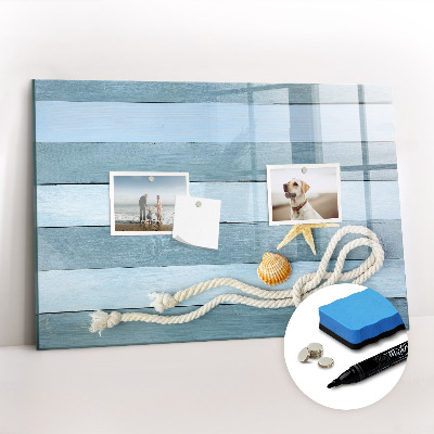 Beschrijfbaar magneetbord van glas met design Gestreepte Sint-Jakobsschelpplanken