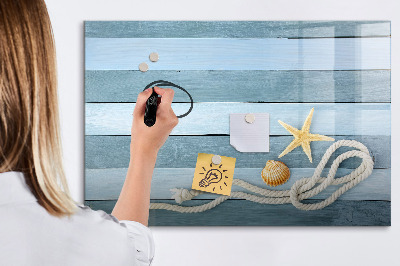 Beschrijfbaar magneetbord van glas met design Gestreepte Sint-Jakobsschelpplanken