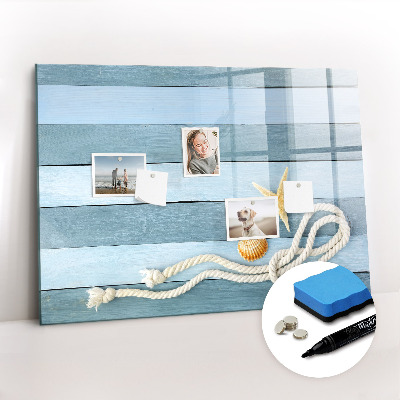 Beschrijfbaar magneetbord van glas met design Gestreepte Sint-Jakobsschelpplanken
