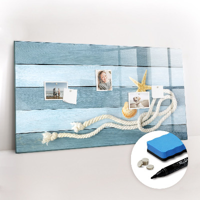 Beschrijfbaar magneetbord van glas met design Gestreepte Sint-Jakobsschelpplanken