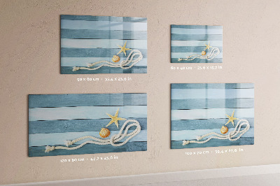 Beschrijfbaar magneetbord van glas met design Gestreepte Sint-Jakobsschelpplanken