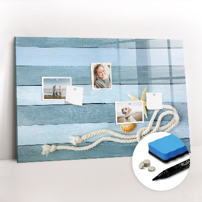 Beschrijfbaar magneetbord van glas met design Gestreepte Sint-Jakobsschelpplanken