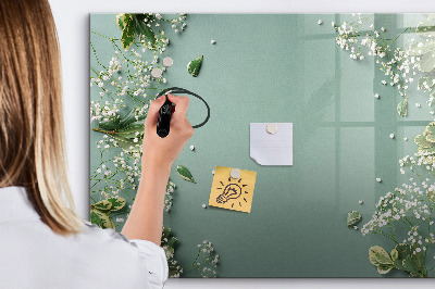 Magnetisch planbord voor de muur van bedrukt glas Delicate bloemen