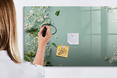 Magnetisch planbord voor de muur van bedrukt glas Delicate bloemen