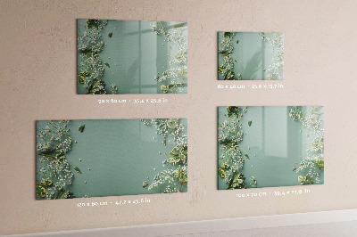 Magnetisch planbord voor de muur van bedrukt glas Delicate bloemen