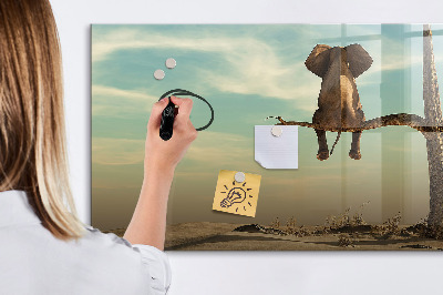 Uitwisbaar glazen planbord met magnetische functie Olifant op een boom
