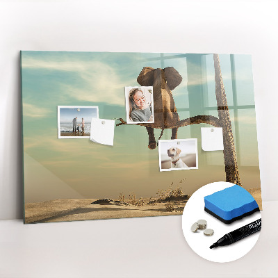 Uitwisbaar glazen planbord met magnetische functie Olifant op een boom
