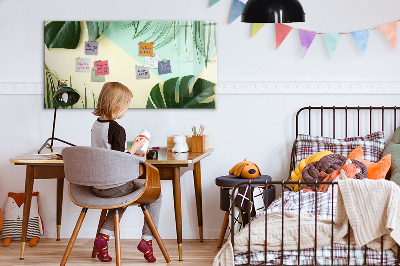 Uitwisbaar glazen planbord met magnetische functie Monstera bladeren