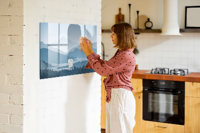 Magnetisch planbord voor de muur van bedrukt glas Berglandschap