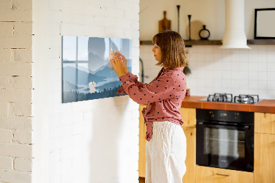 Magnetisch planbord voor de muur van bedrukt glas Berglandschap