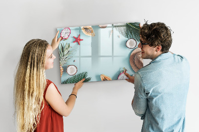 Uitwisbaar glazen planbord met magnetische functie Zomercompositie