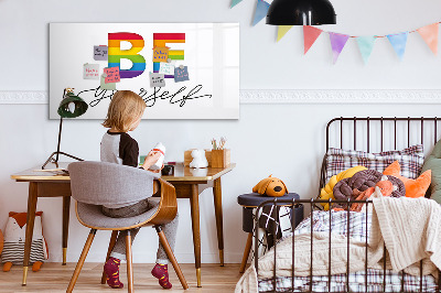 Uitwisbaar glazen planbord met magnetische functie Het opschrift "Wees jezelf"