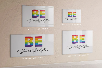 Uitwisbaar glazen planbord met magnetische functie Het opschrift "Wees jezelf"