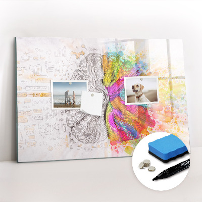 Magnetisch planbord voor de muur van bedrukt glas Abstractie van de hersenen