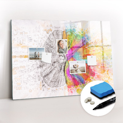 Magnetisch planbord voor de muur van bedrukt glas Abstractie van de hersenen