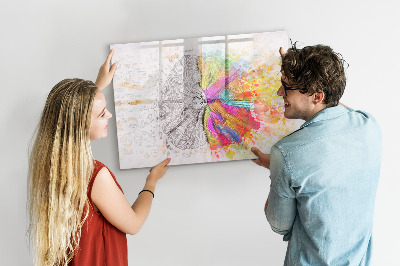 Magnetisch planbord voor de muur van bedrukt glas Abstractie van de hersenen