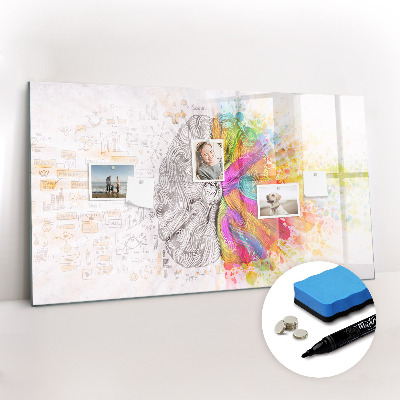Magnetisch planbord voor de muur van bedrukt glas Abstractie van de hersenen