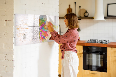 Magnetisch planbord voor de muur van bedrukt glas Abstractie van de hersenen