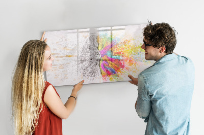 Magnetisch planbord voor de muur van bedrukt glas Abstractie van de hersenen