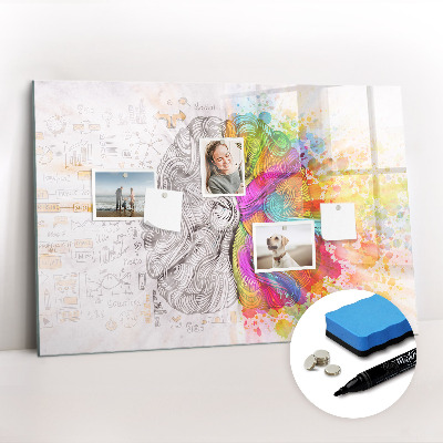 Magnetisch planbord voor de muur van bedrukt glas Abstractie van de hersenen