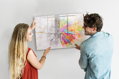 Magnetisch planbord voor de muur van bedrukt glas Abstractie van de hersenen