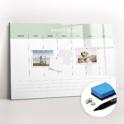 Uitwisbaar glazen planbord met magnetische functie Wekelijkse planner