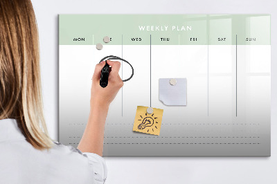 Uitwisbaar glazen planbord met magnetische functie Wekelijkse planner