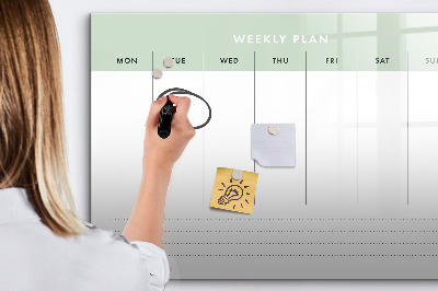 Uitwisbaar glazen planbord met magnetische functie Wekelijkse planner