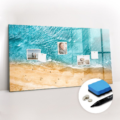 Beschrijfbaar magneetbord van glas met design Mensen op het strand
