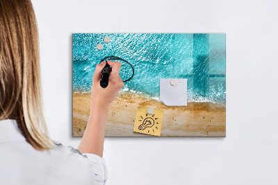 Beschrijfbaar magneetbord van glas met design Mensen op het strand