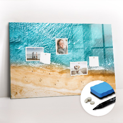 Beschrijfbaar magneetbord van glas met design Mensen op het strand