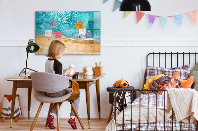 Beschrijfbaar magneetbord van glas met design Mensen op het strand
