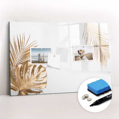 Magnetisch planbord voor de muur van bedrukt glas Tropische bladeren