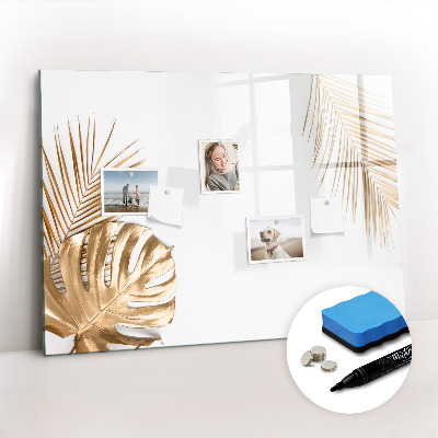 Magnetisch planbord voor de muur van bedrukt glas Tropische bladeren