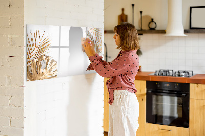 Magnetisch planbord voor de muur van bedrukt glas Tropische bladeren