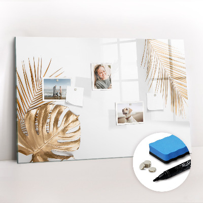 Magnetisch planbord voor de muur van bedrukt glas Tropische bladeren