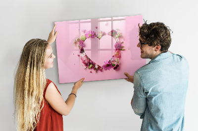Beschrijfbaar magneetbord van glas met design Hart van bloemen