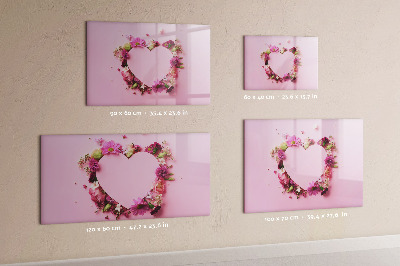 Beschrijfbaar magneetbord van glas met design Hart van bloemen