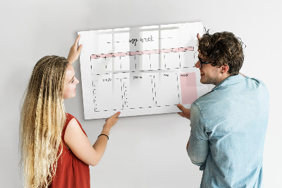 Magnetisch planbord voor de muur van bedrukt glas Mijn wekelijkse planner